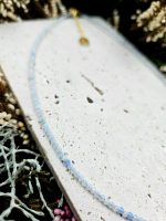 Akvamarín náhrdelník 2mm fazetovaný zlatý – Obrázok 2