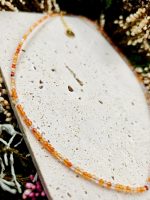 Karneol náhrdelník 2mm fazetovaný zlatý – Obrázok 2