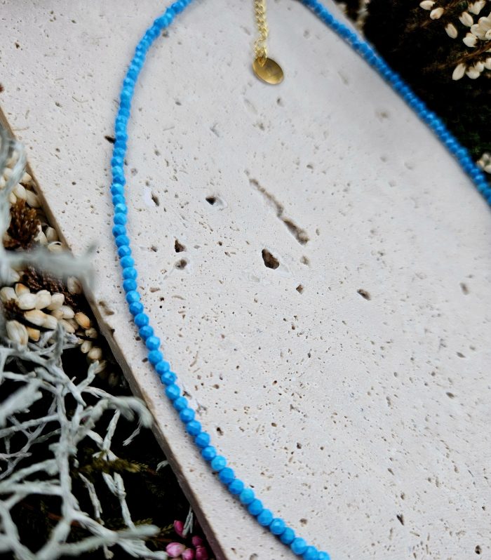 Tyrkenit náhrdelník 2mm fazetovaný zlatý – Obrázok 2