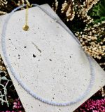 Chalcedón modrý náhrdelník 2mm fazetovaný zlatý