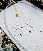 Chalcedón modrý náhrdelník 2mm fazetovaný zlatý – Obrázok 2