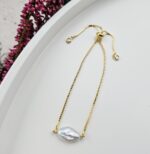 Perly riečne kosoštvorec  náramok zlatý