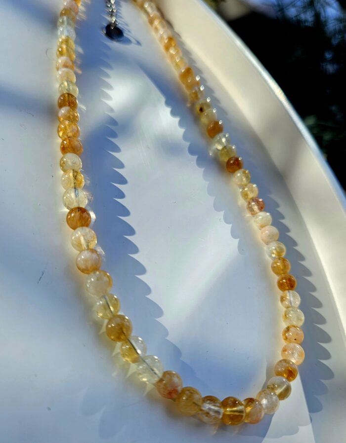 Citrín náhrdelník 6mm – Obrázok 2
