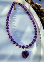Ametyst náhrdelník 8mm SRDIEČKO