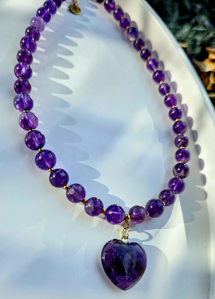 Ametyst náhrdelník 8mm SRDIEČKO – Obrázok 2