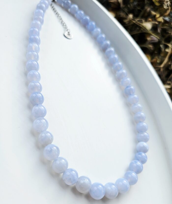 Chalcedón modrý náhrdelník 8mm – Obrázok 2