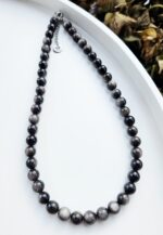 Obsidián strieborný náhrdelník 8mm