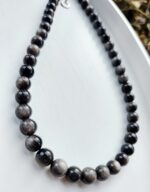 Obsidián strieborný náhrdelník 8mm – Obrázok 2