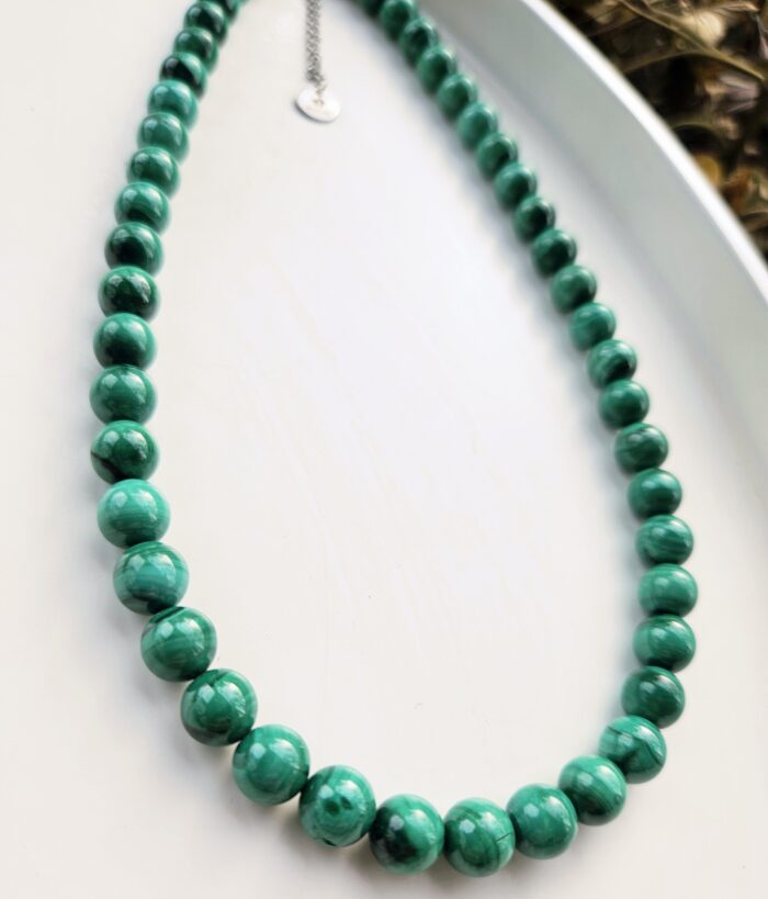 Malachit náhrdelník 8mm – Obrázok 2
