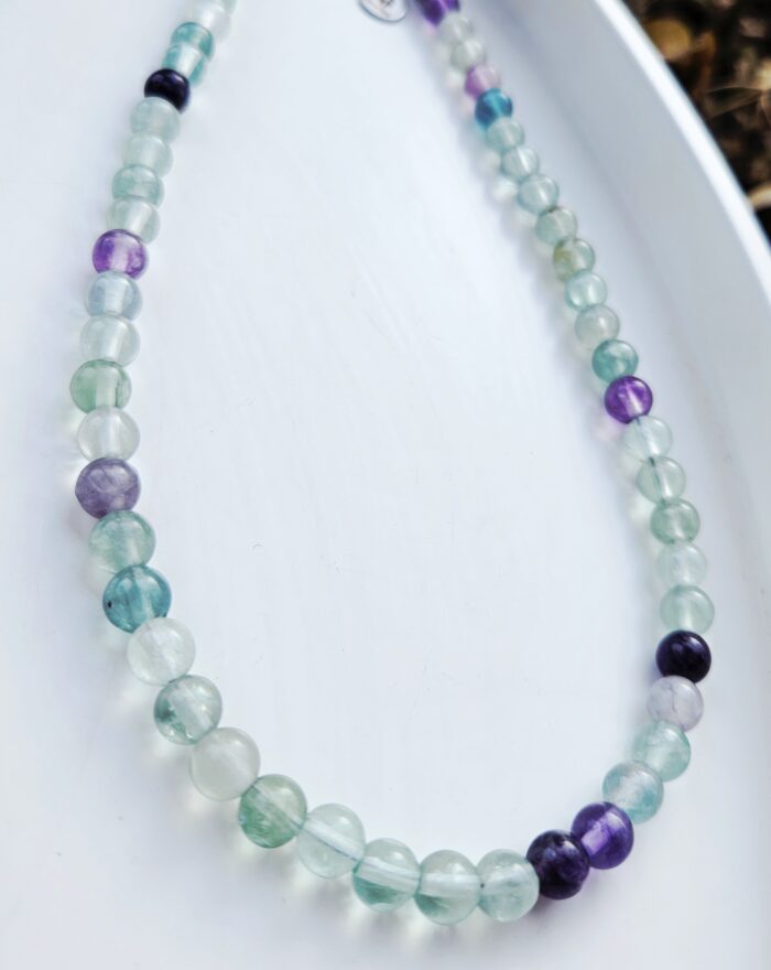 Fluorit náhrdelník 6mm – Obrázok 2