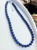 Tigrie oko tmavo MODRÉ 8mm náhrdelník