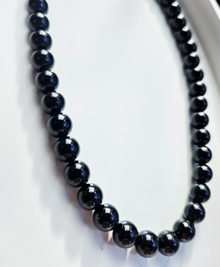 Turmalín čierny náhrdelník 8mm – Obrázok 2