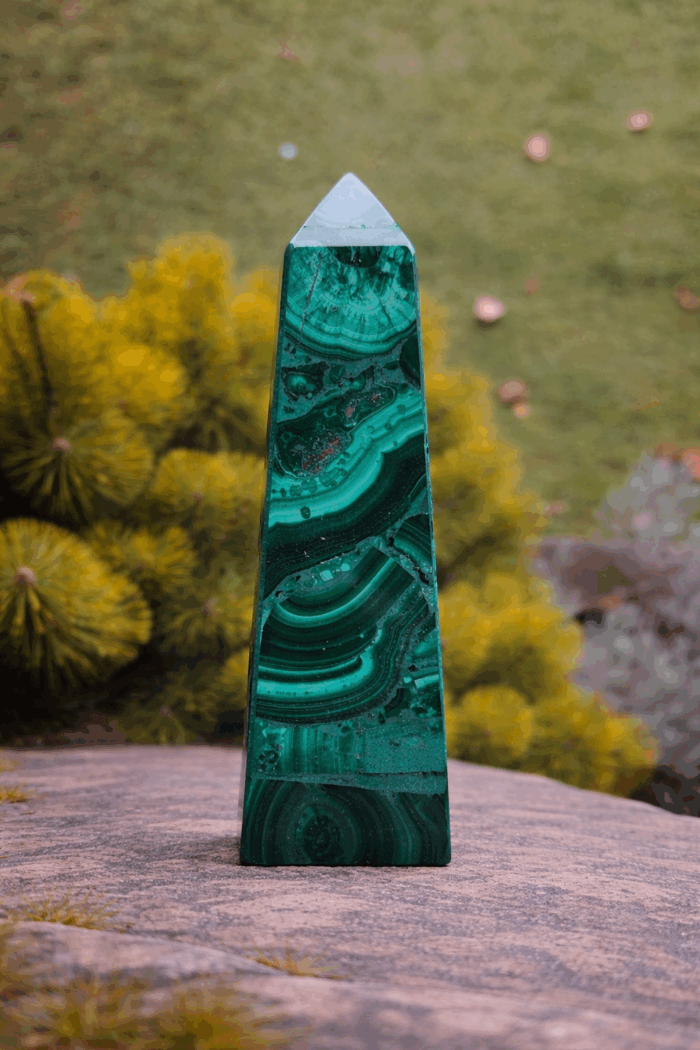 Malachit Obelisk 10cm  č.3 – Obrázok 4