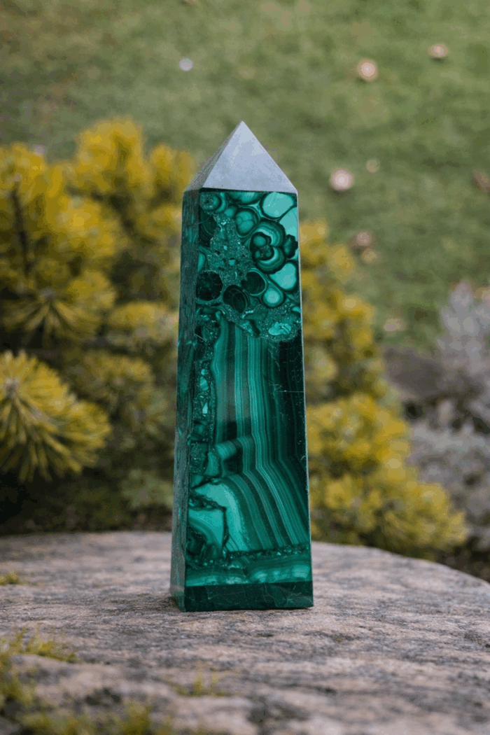 Malachit Obelisk 10cm  č.2 – Obrázok 3