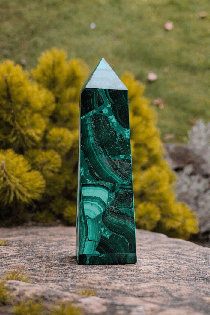 Malachit Obelisk 10cm  č.1 – Obrázok 4