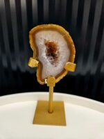 Achát GEODA na zlatom stojane č.4