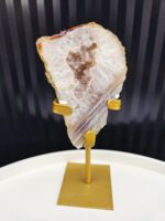 Achát GEODA na zlatom stojane č.6