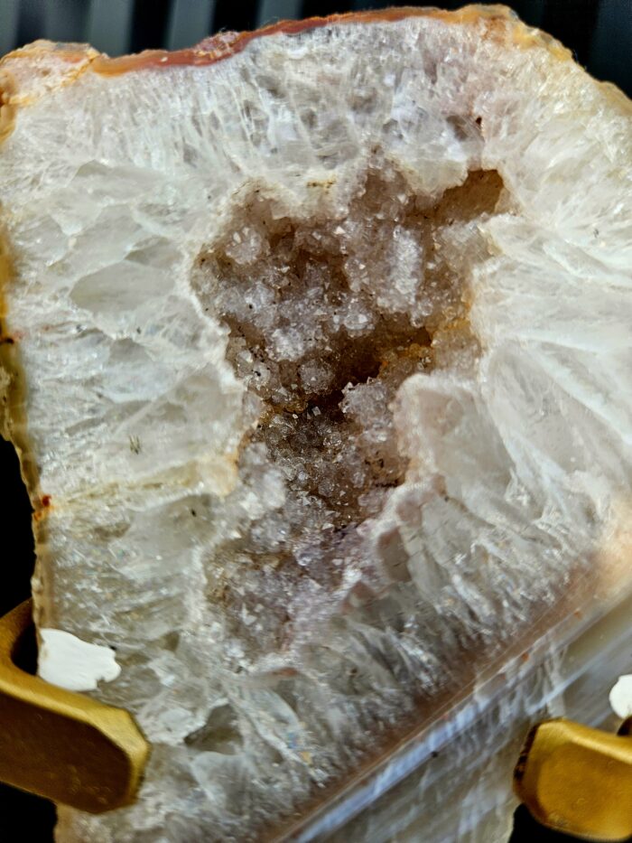 Achát GEODA na zlatom stojane č.6 – Obrázok 2