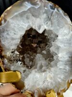 Achát GEODA na zlatom stojane č.7 – Obrázok 2