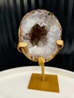Achát GEODA na zlatom stojane č.7