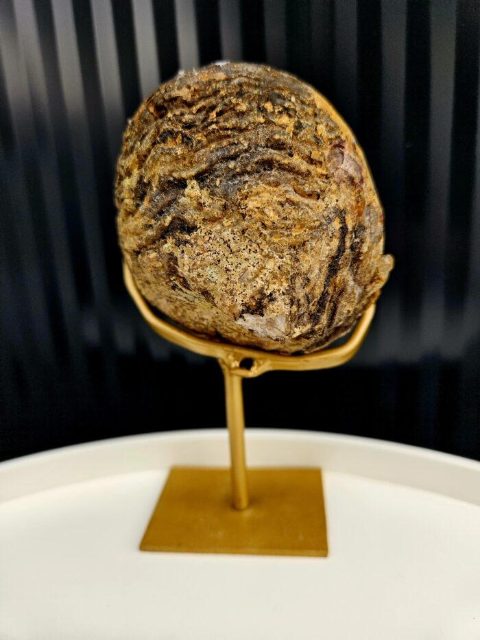 Achát GEODA na zlatom stojane č.7 – Obrázok 4