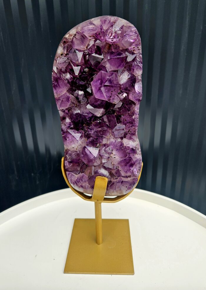 Ametyst drúza na zlatom stojane 1,67kg – Obrázok 2