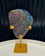 Aqua aura drúza na zlatom stojane 300g