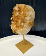 Citrín drúza na zlatom stojane 850g – Obrázok 3