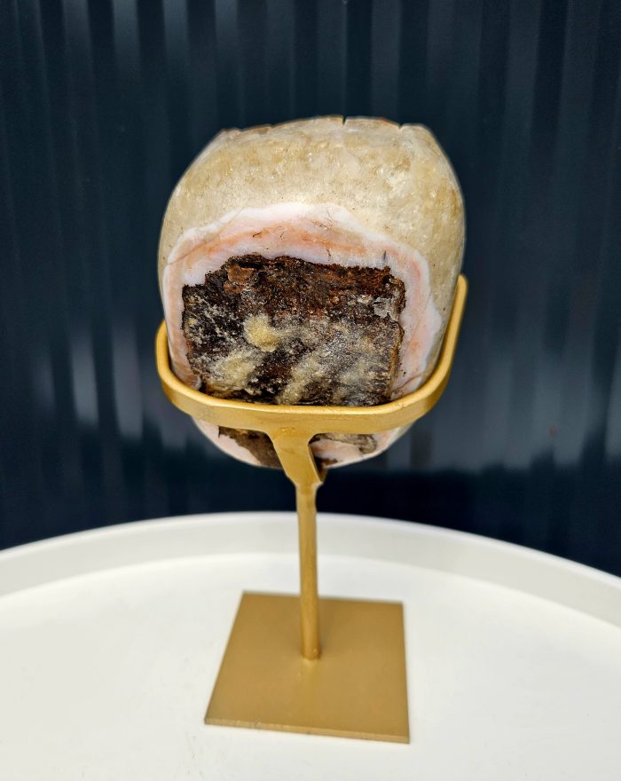 Citrín drúza na zlatom stojane 850g – Obrázok 5
