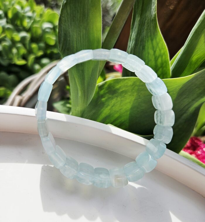 Akvamarín náramok platničkový fazetovaný – Obrázok 4