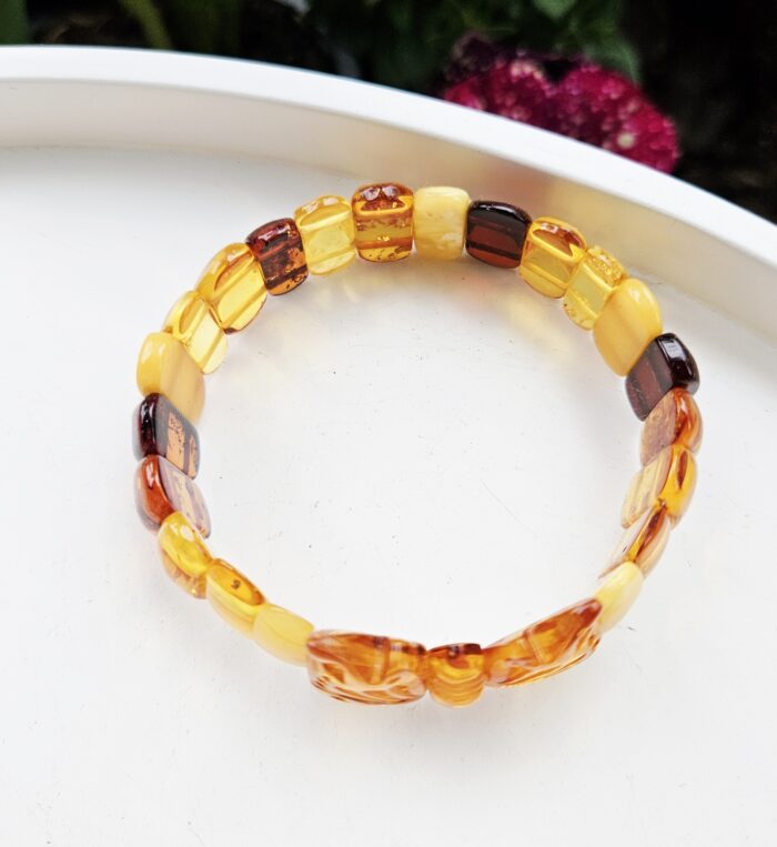 Jantár náramok platničkový MOTÝĽ – Obrázok 3