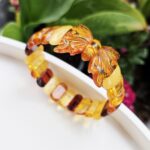 Jantár náramok platničkový MOTÝĽ – Obrázok 2