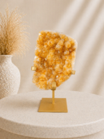 Citrín drúza na zlatom stojane 1570g